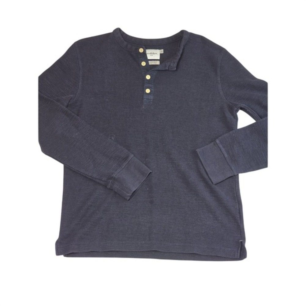 Goodfellow &‎ Co Mens Medium Heavy Henley Waffle Long Sleeve Navy Blue Pullover